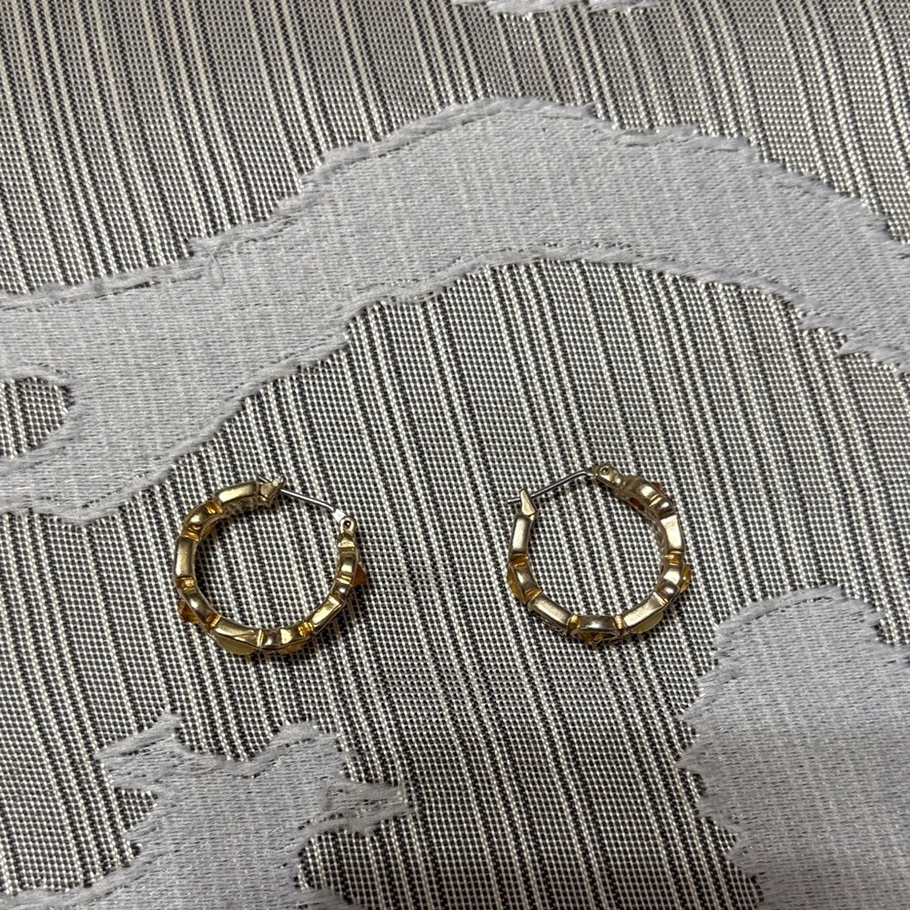 Monet Faux amber and opal hoop earrings